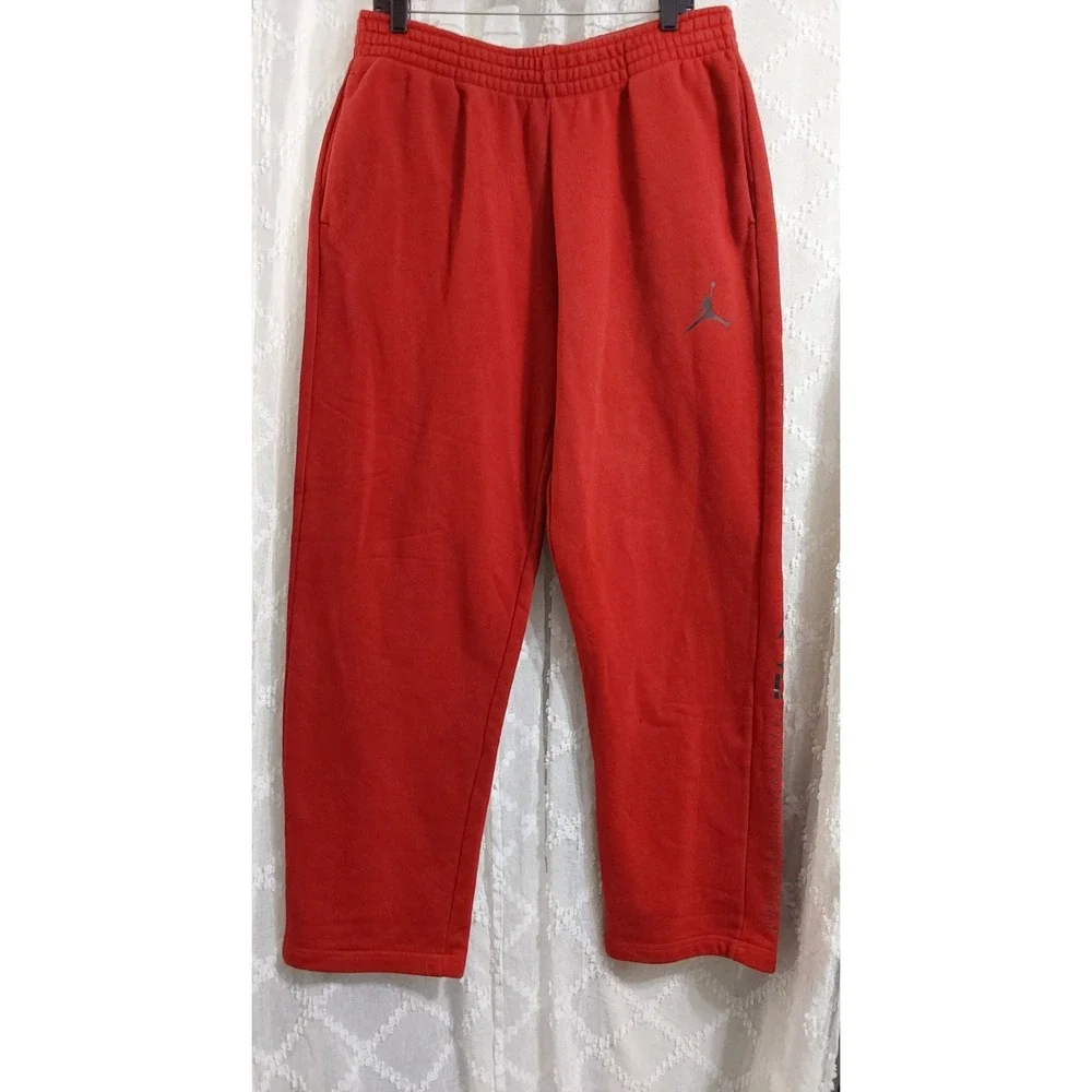 Jordan Mens Red Fleece Joggers Jumpman Graphic Sweatpants Large